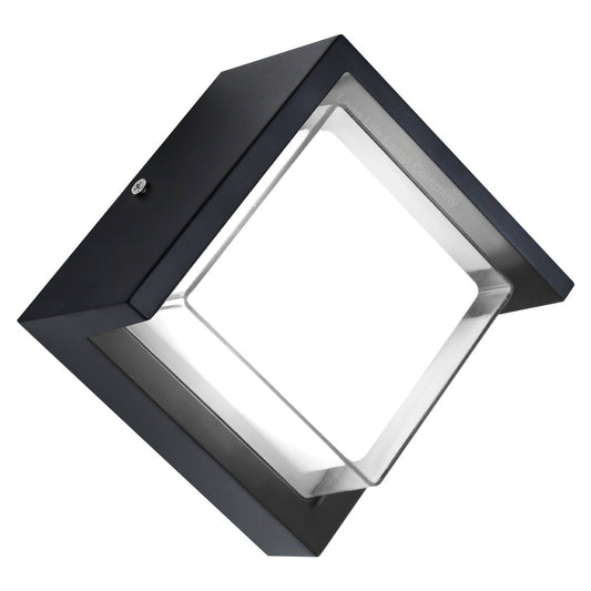 12W Outdoor Modern Square Black LED Wall Light Opal Diffuser 6500K - Energy Light Bulbs - Free delivery on all orders
