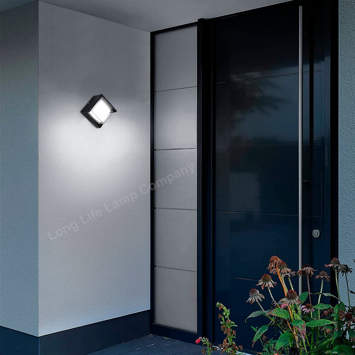 12W Outdoor Modern Square Black LED Wall Light Opal Diffuser 6500K - Energy Light Bulbs - Free delivery on all orders