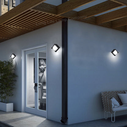 12W Outdoor Modern Square Black LED Wall Light Opal Diffuser 6500K - Energy Light Bulbs - Free delivery on all orders