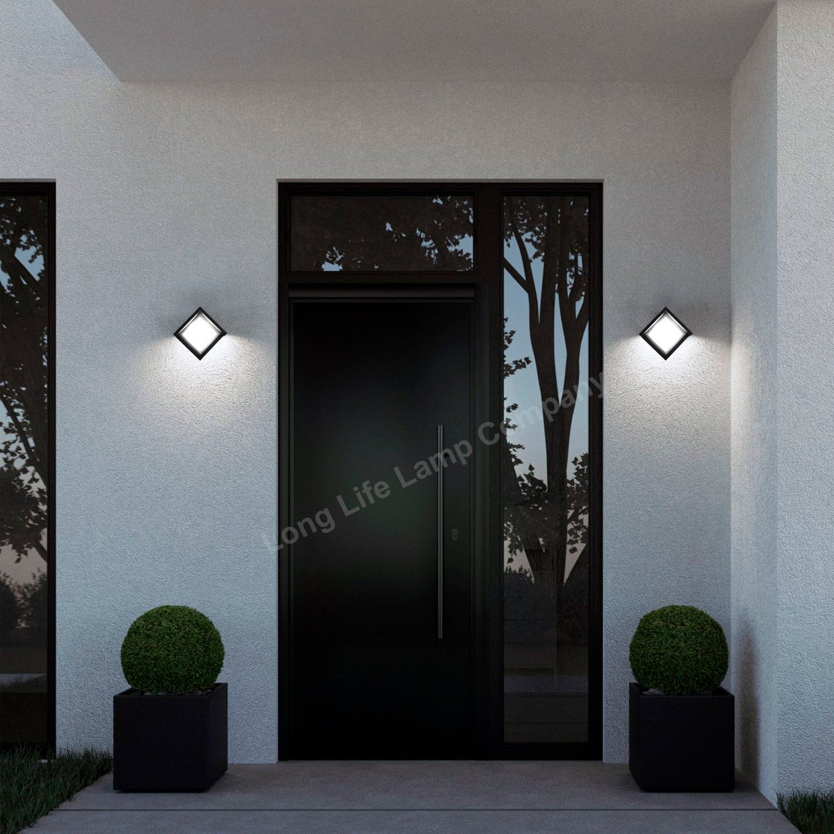 12W Outdoor Modern Square Black LED Wall Light Opal Diffuser 6500K - Energy Light Bulbs - Free delivery on all orders