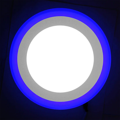 12w Round Recessed LED Ceiling Panel Light Dual Colour Cool White Blue Ring - Energy Light Bulbs - Free delivery on all orders