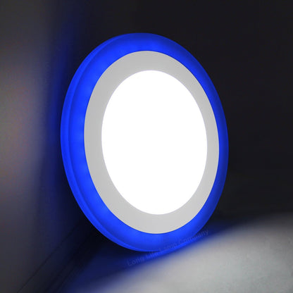 12w Round Recessed LED Ceiling Panel Light Dual Colour Cool White Blue Ring - Energy Light Bulbs - Free delivery on all orders