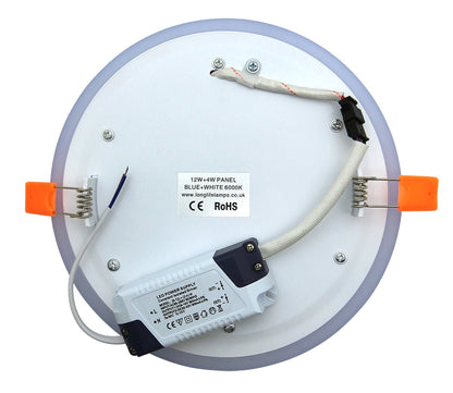 12w Round Recessed LED Ceiling Panel Light Dual Colour Cool White Blue Ring - Energy Light Bulbs - Free delivery on all orders