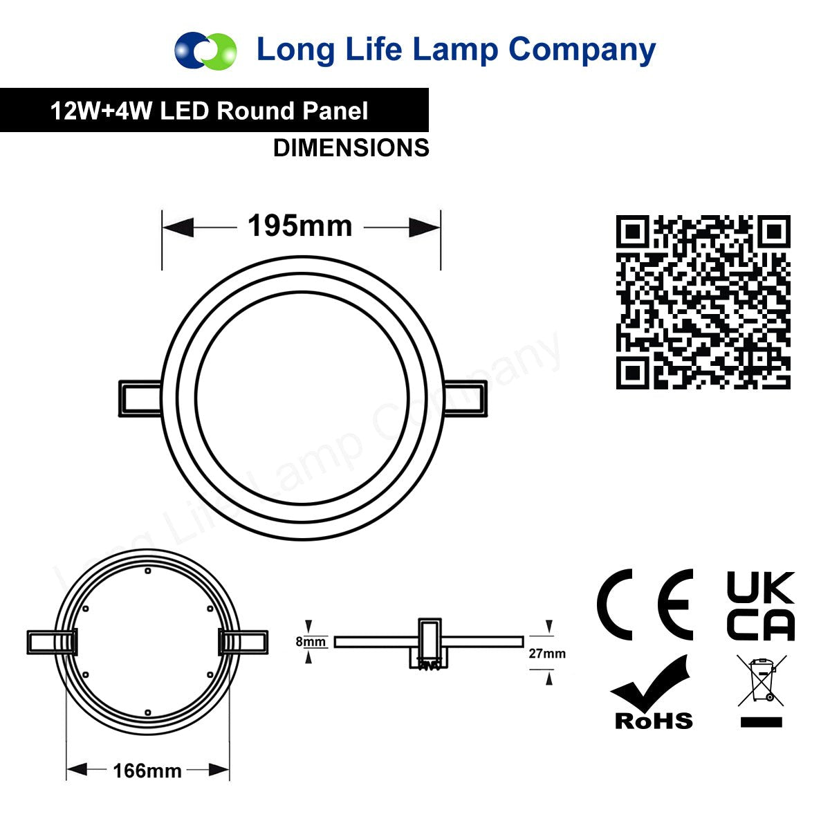 12w Round Recessed LED Ceiling Panel Light Dual Colour Cool White Blue Ring - Free delivery on all orders