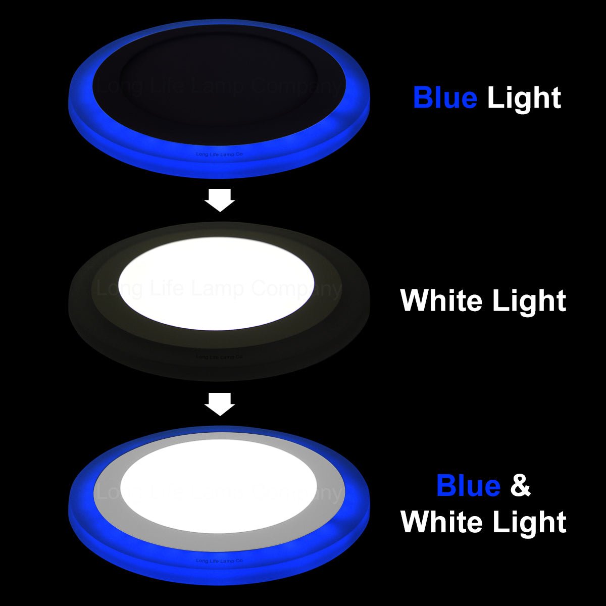12w Round Recessed LED Ceiling Panel Light Dual Colour Cool White Blue Ring - Energy Light Bulbs - Free delivery on all orders