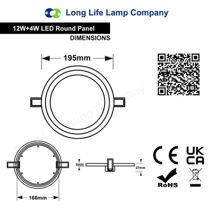 12w Round Recessed LED Ceiling Panel Light Dual Colour Cool White Red Ring - Free delivery on all orders