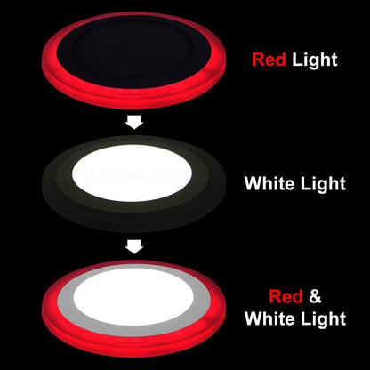 12w Round Recessed LED Ceiling Panel Light Dual Colour Cool White Red Ring - Energy Light Bulbs - Free delivery on all orders