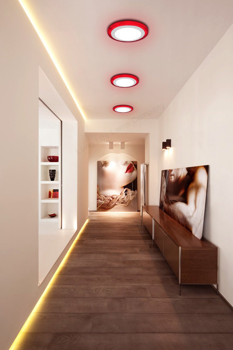 12w Round Recessed LED Ceiling Panel Light Dual Colour Cool White Red Ring - Energy Light Bulbs - Free delivery on all orders