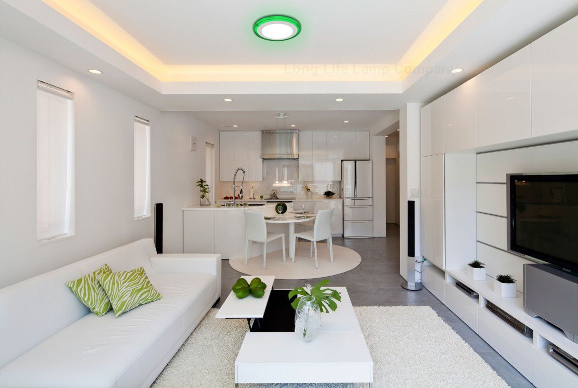 12w Round Recessed LED Ceiling Panel Light Dual Colour Cool White/Green Ring - Energy Light Bulbs - Free delivery on all orders