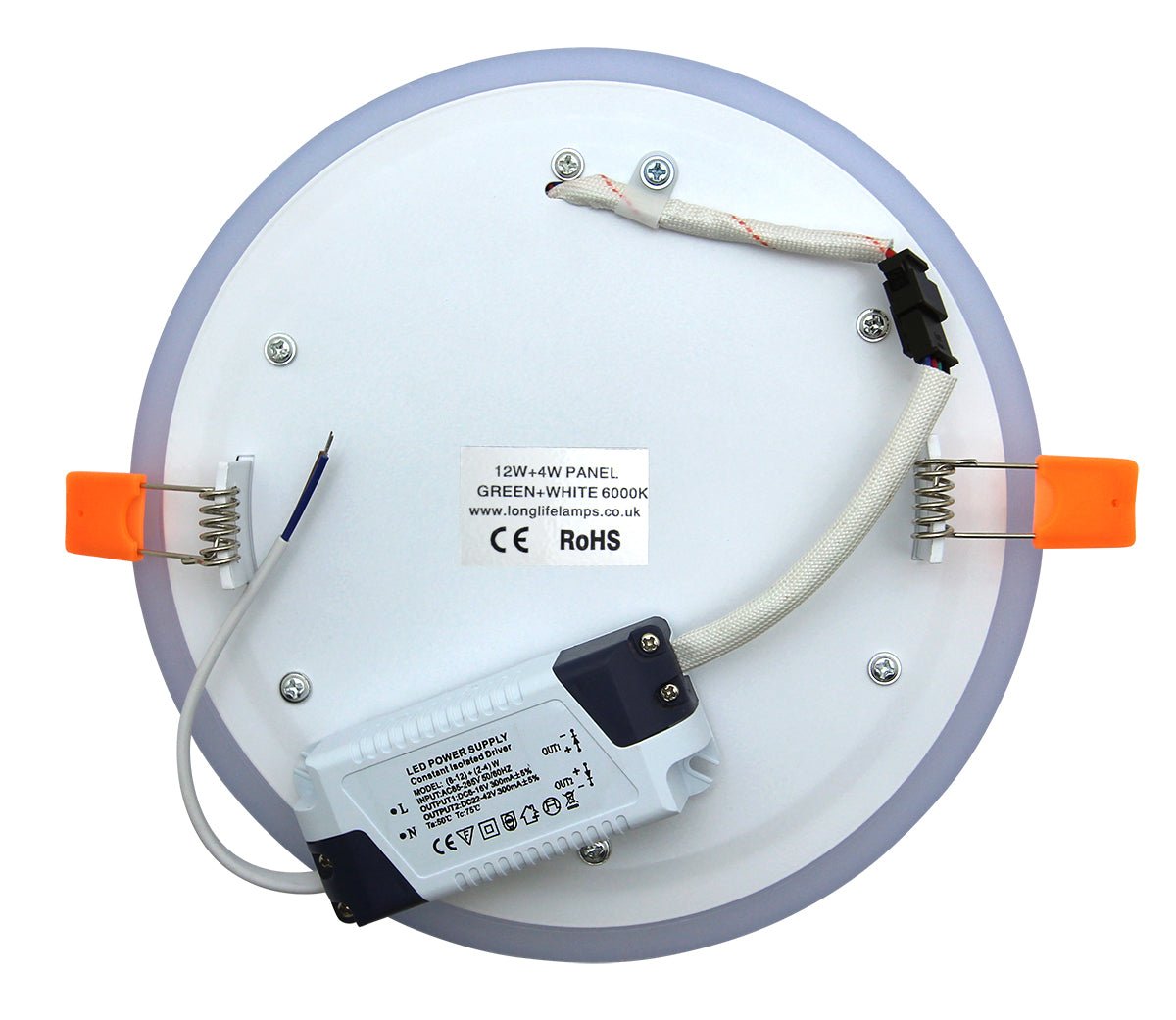 12w Round Recessed LED Ceiling Panel Light Dual Colour Cool White/Green Ring - Energy Light Bulbs - Free delivery on all orders