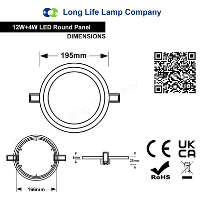 12w Round Recessed LED Ceiling Panel Light Dual Colour Cool White/Green Ring - Free delivery on all orders