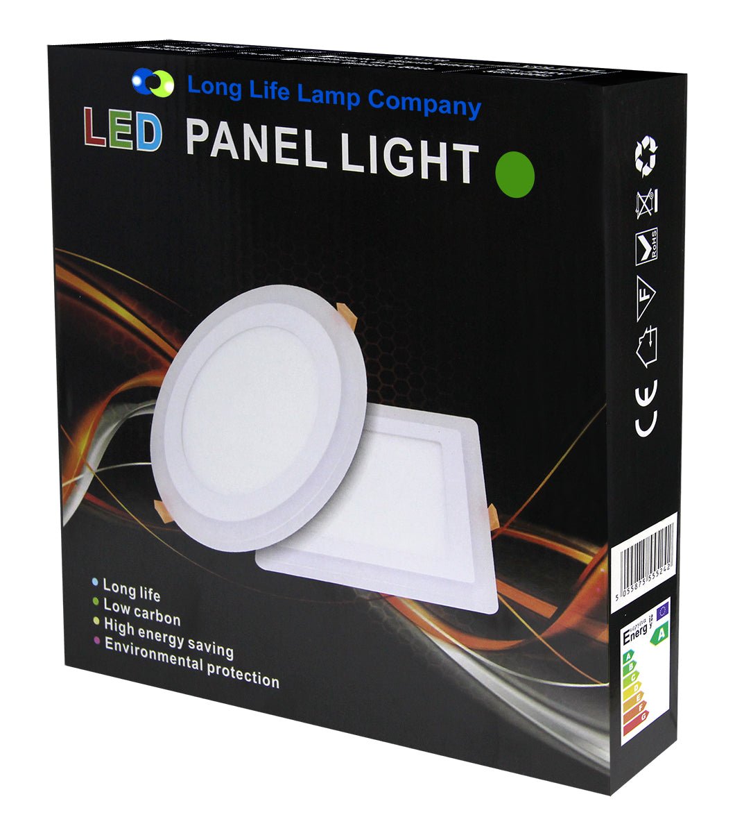 12w Round Recessed LED Ceiling Panel Light Dual Colour Cool White/Green Ring - Energy Light Bulbs - Free delivery on all orders