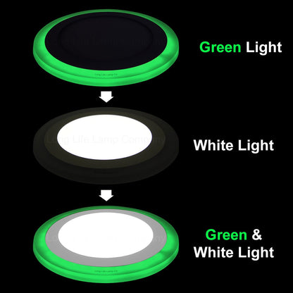 12w Round Recessed LED Ceiling Panel Light Dual Colour Cool White/Green Ring - Energy Light Bulbs - Free delivery on all orders
