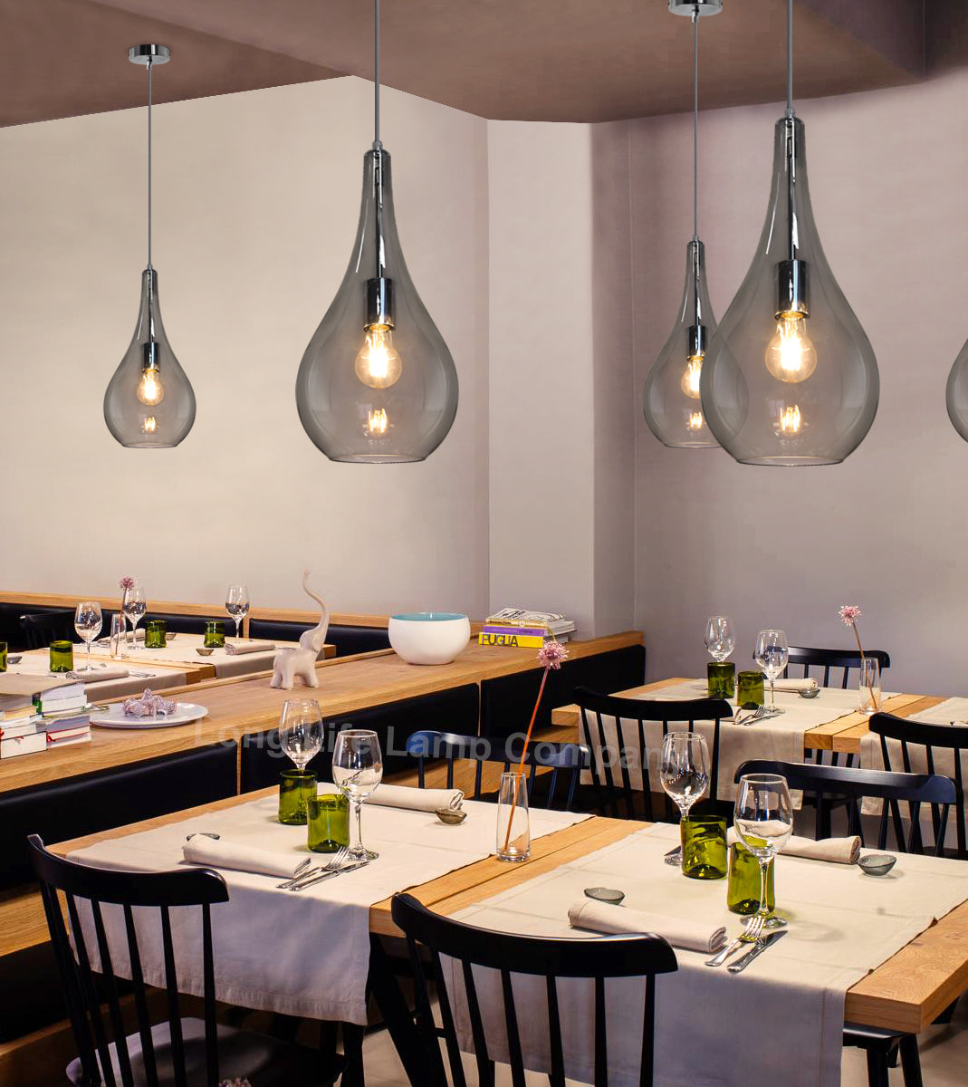 Modern Smoky Grey Glass Ceiling Pendant Light M0213