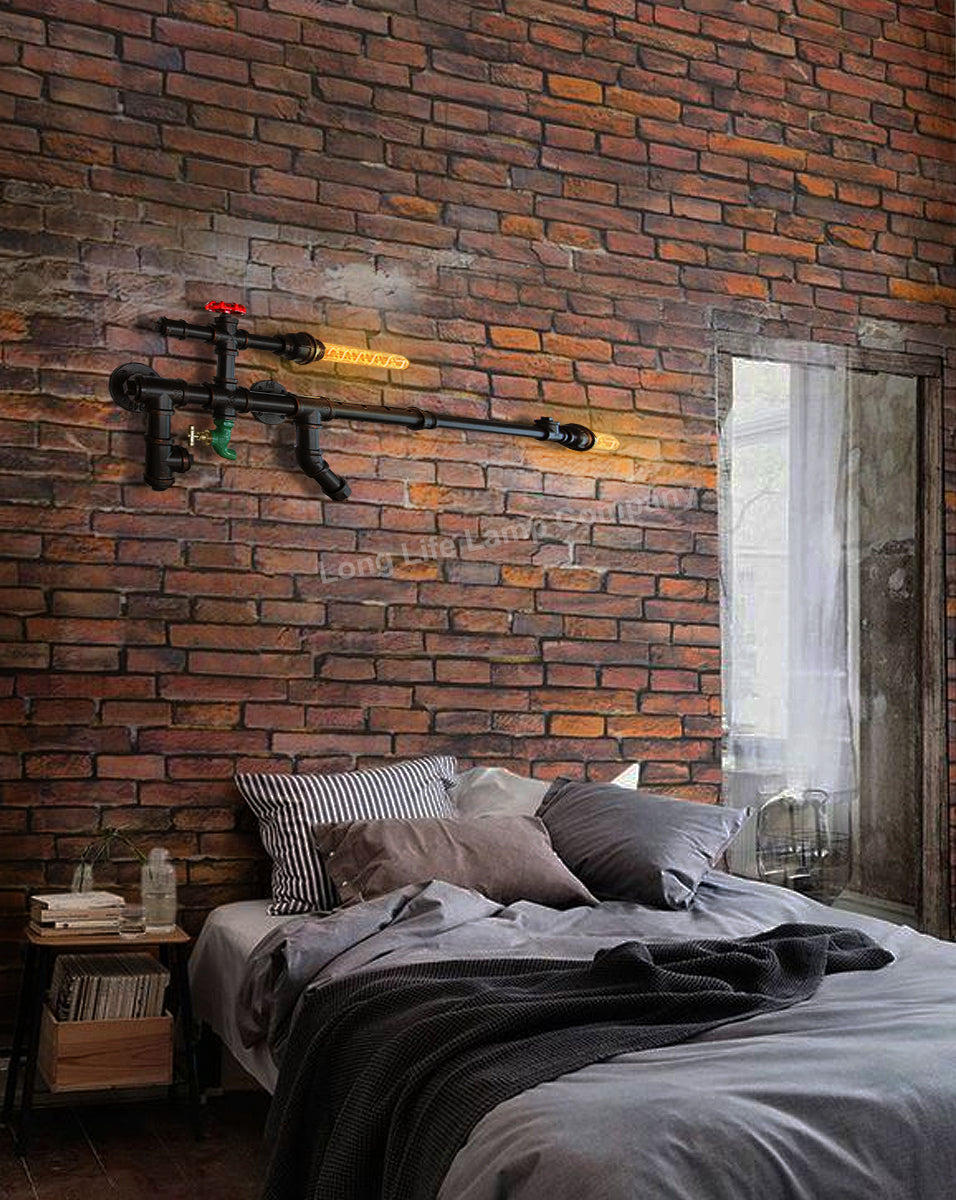 Steampunk Rifle Wall Light E27 LED 60W Industrial with 2w T30 & 4w T45