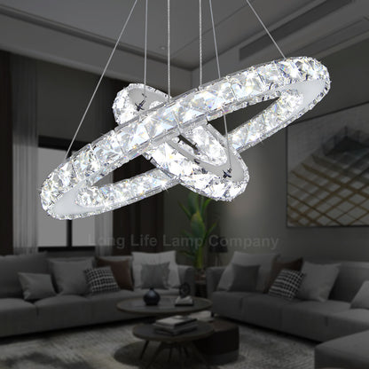 Modern Round LED Ring Chandelier Ceiling Light 24W Cool White 6000K