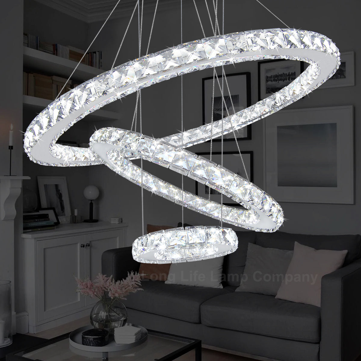 Modern Round Chandelier LED Ring Pendant Ceiling Light Cool White M0172