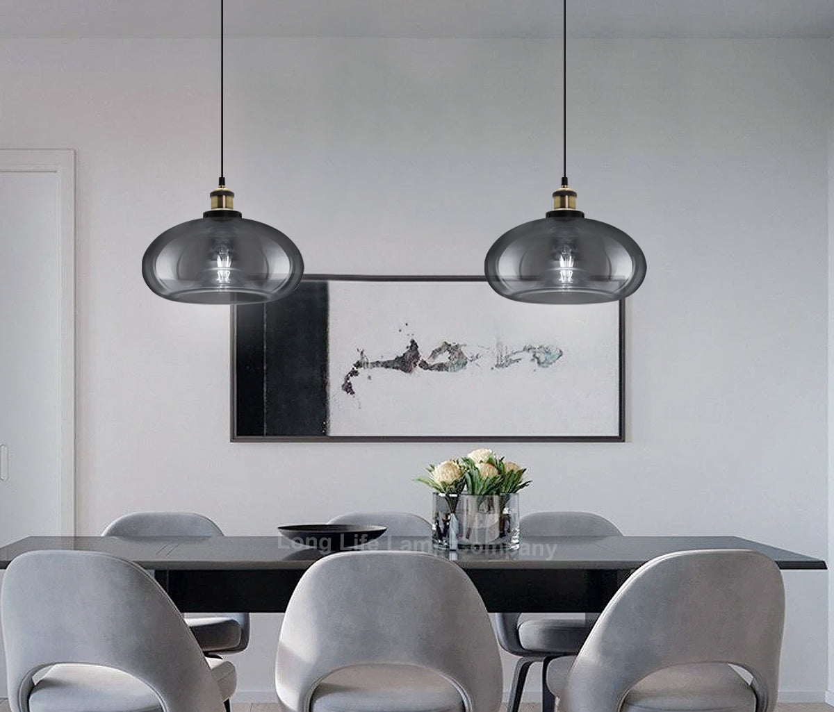 Modern Vintage Smoked Grey Glass Ceiling Pendant Light M0198