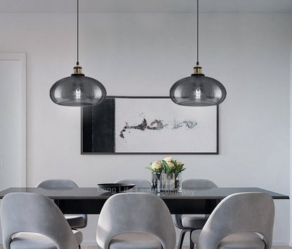 Modern Vintage Smoked Grey Glass Ceiling Pendant Light M0198