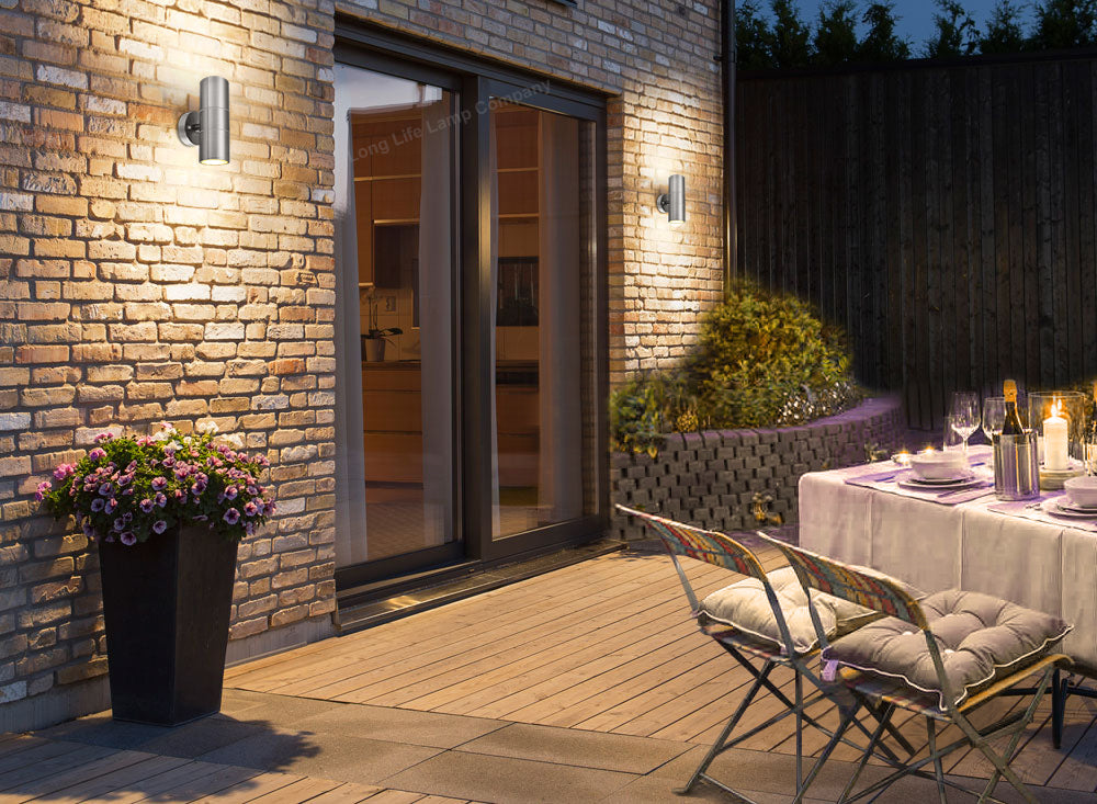 2 X Modern Outdoor Stainless Steel Double Wall Light - Free delivery on all orders