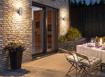 2 X Modern Outdoor Stainless Steel Double Wall Light - Free delivery on all orders