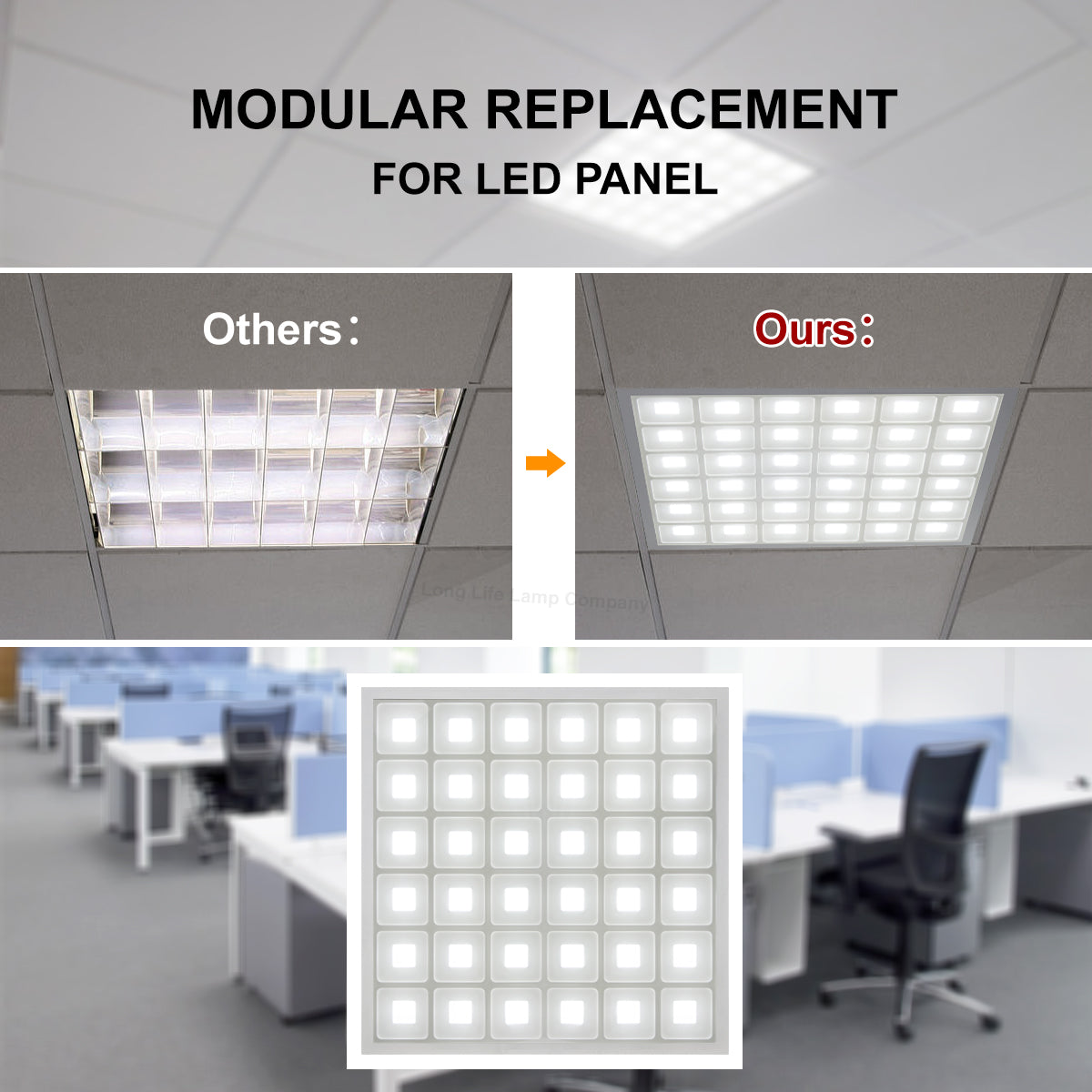40w LED Panel 600 x 600 Recessed Ceiling Light 6500K 36 Sections Modular Replacement