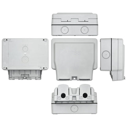 13A 2 Gang Weatherproof Double Outdoor RCD Switched DP Socket IP66 Grey - Energy Light Bulbs - Free delivery on all orders