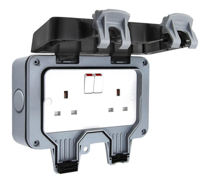 13A 2 - Gang Weatherproof Outdoor Switched Socket IP66 Rated - Energy Light Bulbs - Free delivery on all orders
