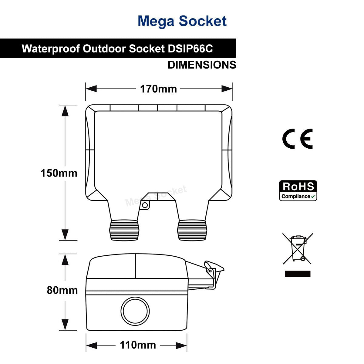 13A 2 - Gang Weatherproof Outdoor Switched Socket IP66 Rated - Energy Light Bulbs - Free delivery on all orders