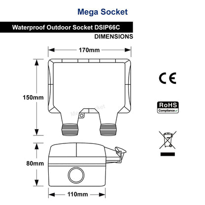 13A 2 - Gang Weatherproof Outdoor Switched Socket IP66 Rated - Energy Light Bulbs - Free delivery on all orders