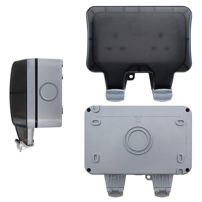 13A 2 - Gang Weatherproof Outdoor Switched Socket IP66 Rated - Energy Light Bulbs - Free delivery on all orders
