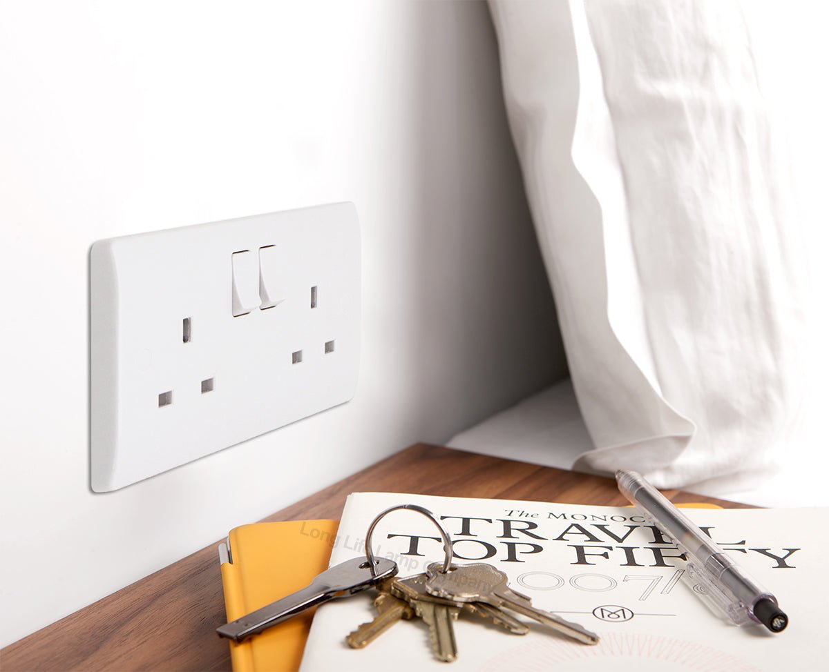 13A Double Switch Plug Socket 2 Gang Wall Outlet 2 Pack or 5 Pack - Energy Light Bulbs - Free delivery on all orders