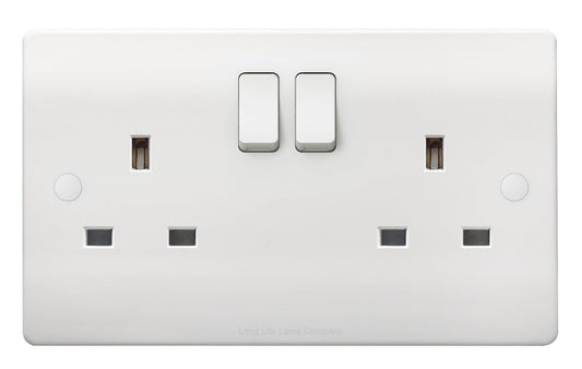 13A Double Switch Plug Socket 2 Gang Wall Outlet 2 Pack or 5 Pack - Energy Light Bulbs - Free delivery on all orders