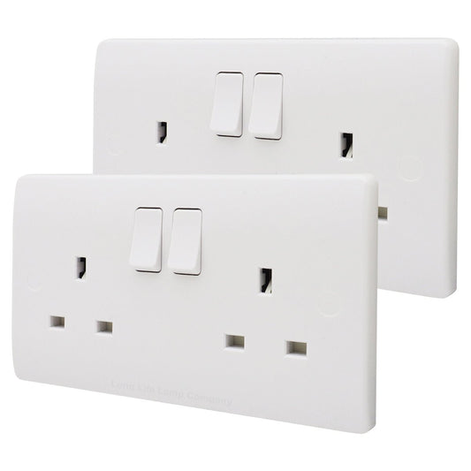 13A Double Switch Plug Socket 2 Gang Wall Outlet 2 Pack or 5 Pack - Energy Light Bulbs - Free delivery on all orders
