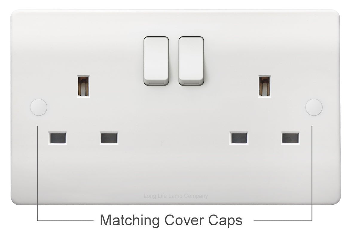 13A Double Switch Plug Socket 2 Gang Wall Outlet 2 Pack or 5 Pack - Energy Light Bulbs - Free delivery on all orders