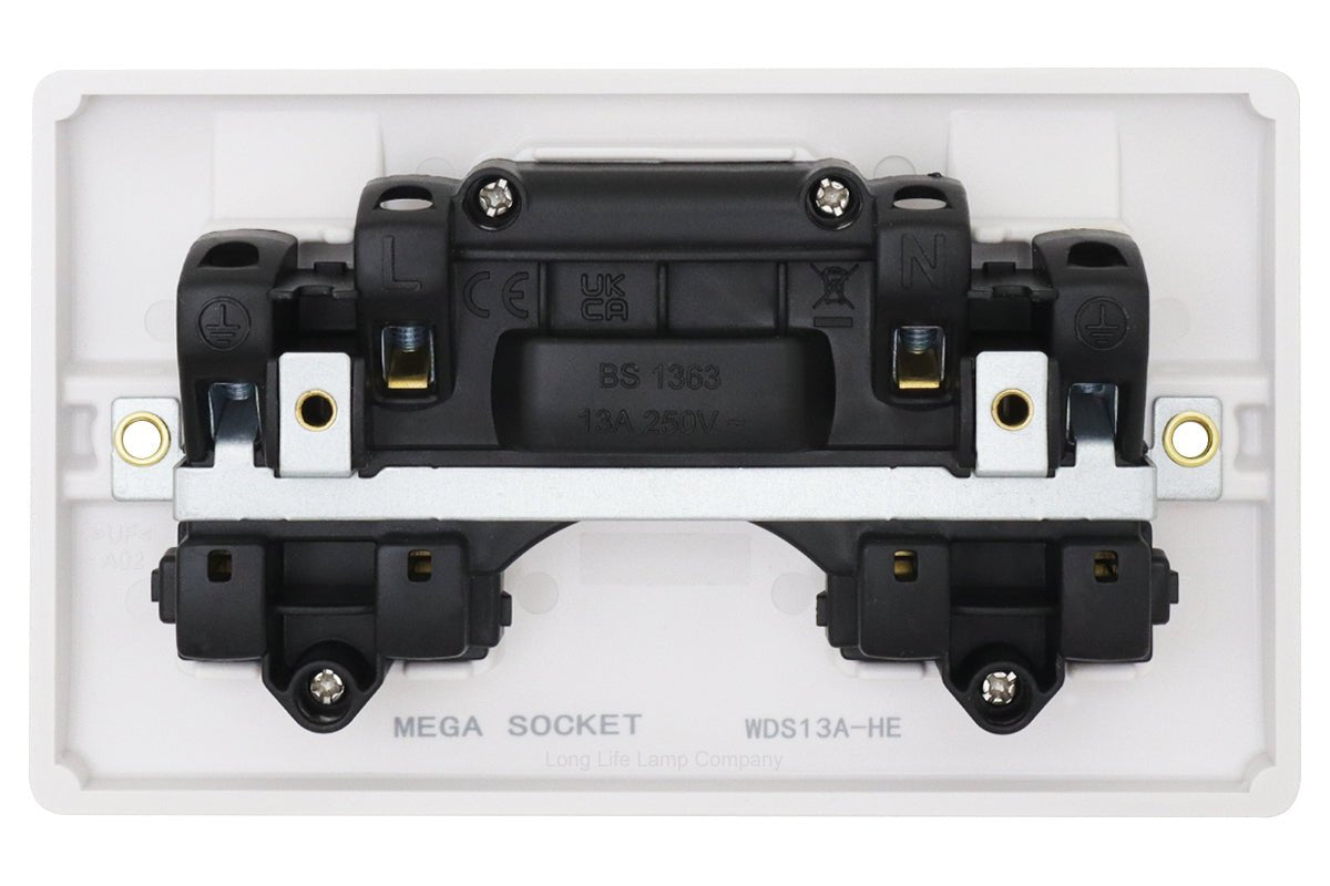13A Double Switch Plug Socket 2 Gang Wall Outlet 2 Pack or 5 Pack - Energy Light Bulbs - Free delivery on all orders