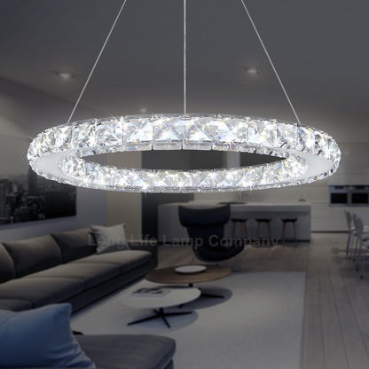 24W LED Ring Pendant Light Cool White 6000K Chrome