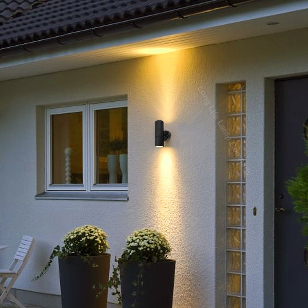 2 X Outdoor Black Double Wall Light