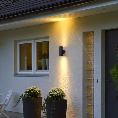 2 X Outdoor Black Double Wall Light