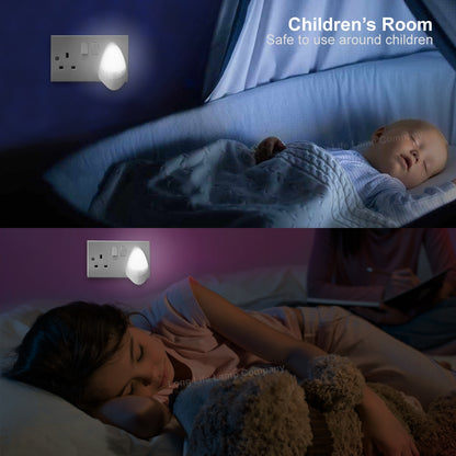 Automatic White LED Night Light Plug In Energy Saving Dusk 2 Dawn - Free delivery on all orders