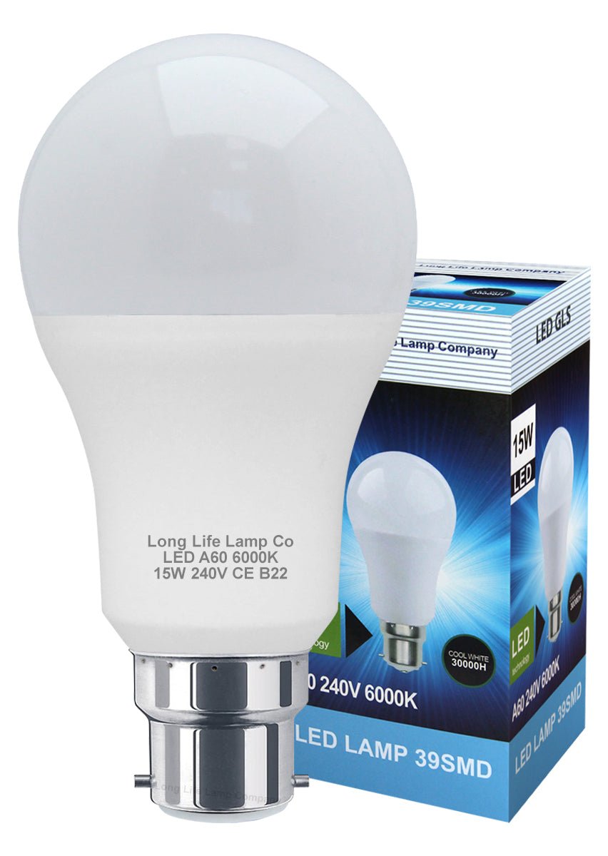 15w GLS LED Light Bulb B22 Bayonet Cool White A60 - Energy Light Bulbs - Free delivery on all orders