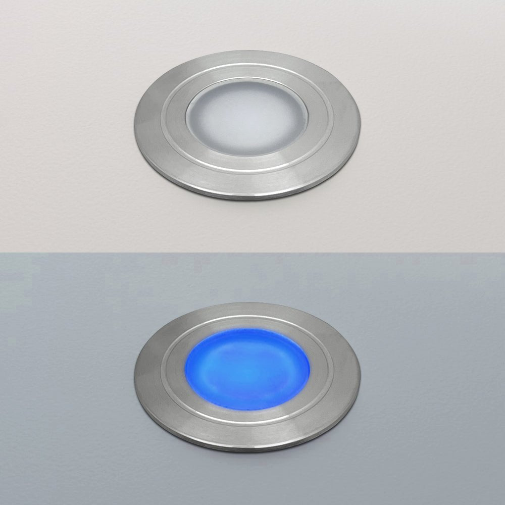 1.5W LED Ground Light Brushed Chrome IP67 Blue GL16BL - Energy Light Bulbs - Free delivery on all orders