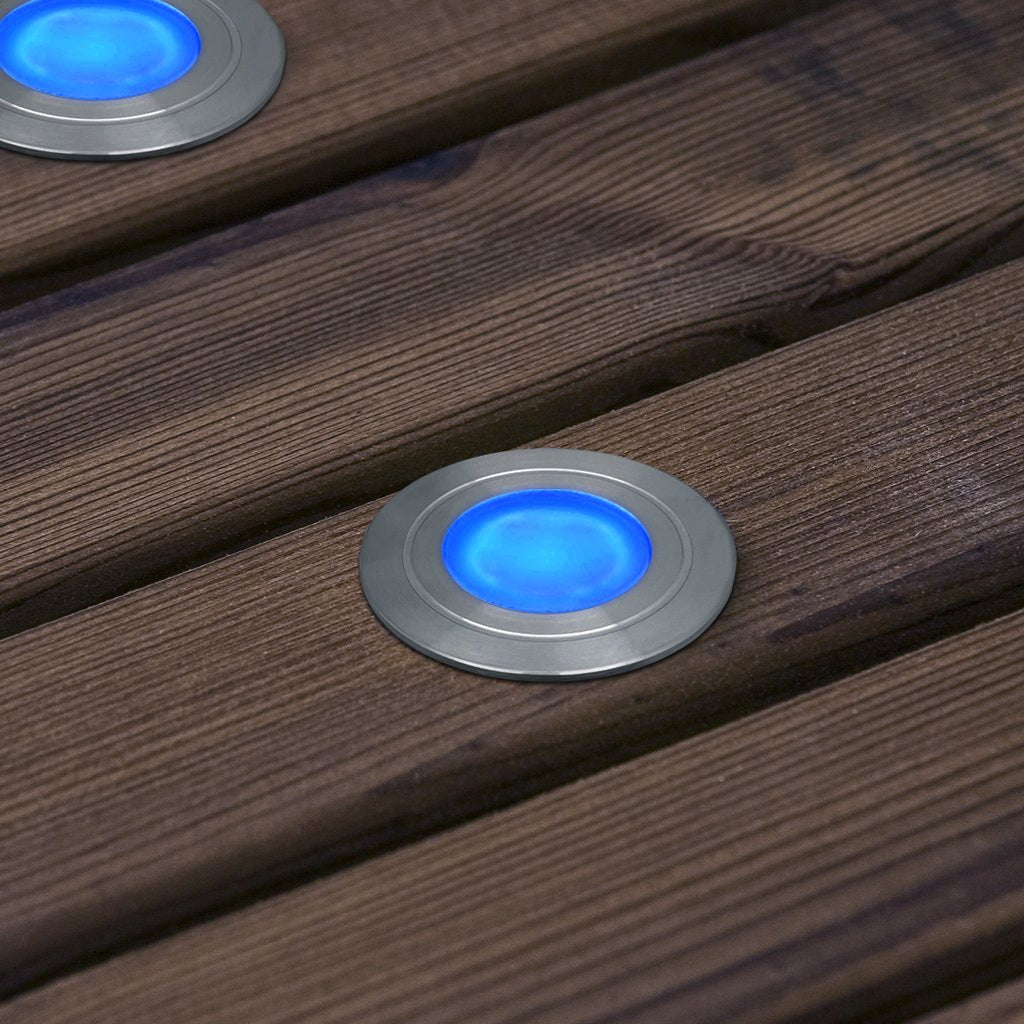 1.5W LED Ground Light Brushed Chrome IP67 Blue GL16BL - Energy Light Bulbs - Free delivery on all orders