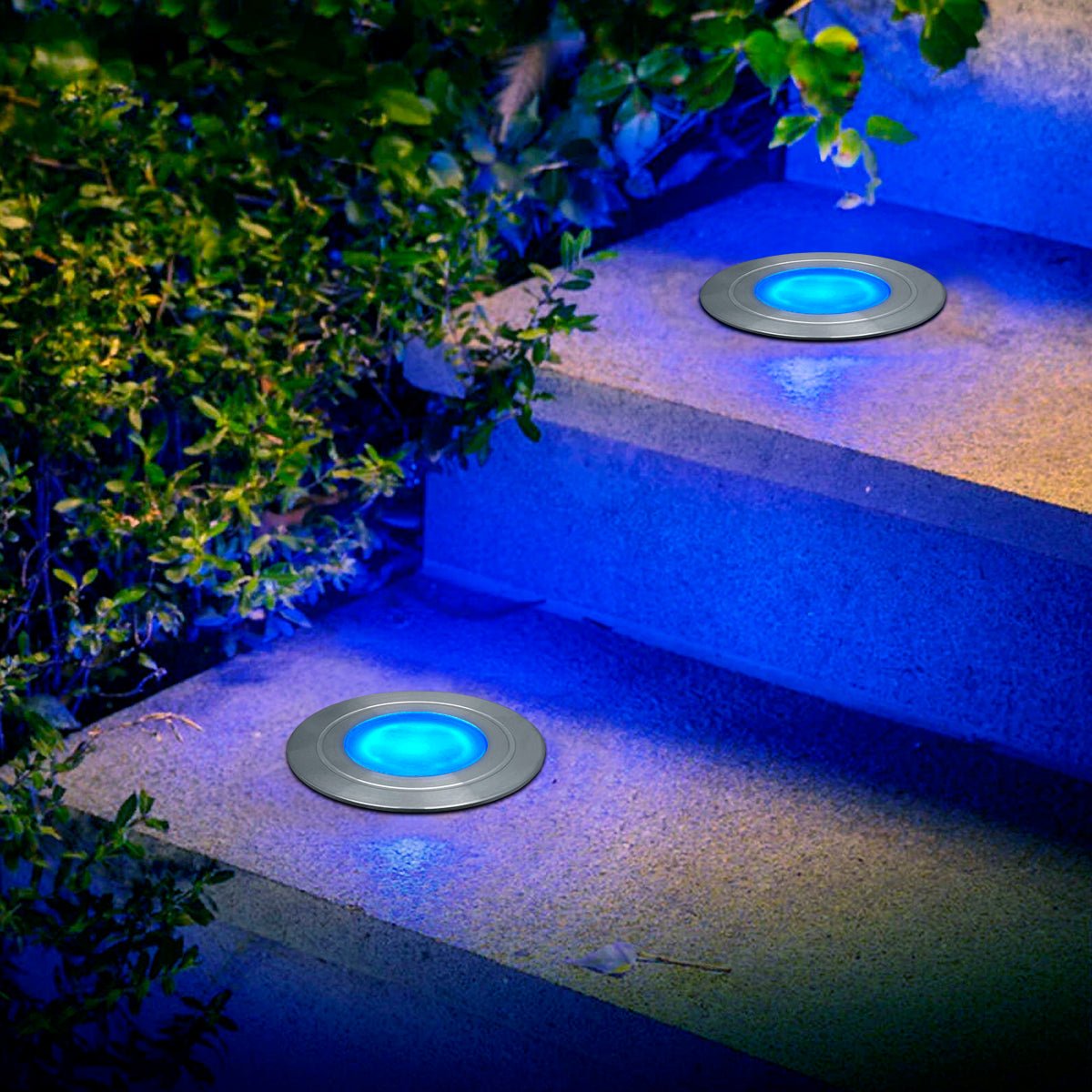 1.5W LED Ground Light Brushed Chrome IP67 Blue GL16BL - Energy Light Bulbs - Free delivery on all orders