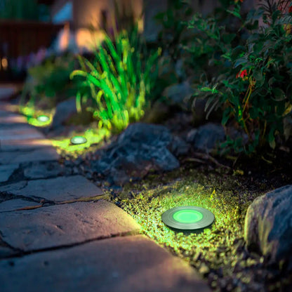 1.5W LED Ground Light Brushed Chrome IP67 Green GL15G - Energy Light Bulbs - Free delivery on all orders