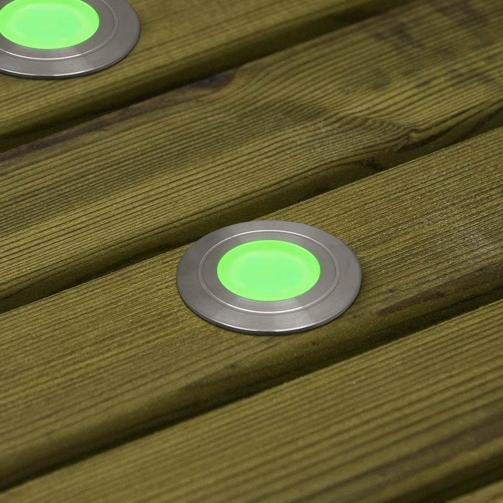 1.5W LED Ground Light Brushed Chrome IP67 Green GL15G - Energy Light Bulbs - Free delivery on all orders