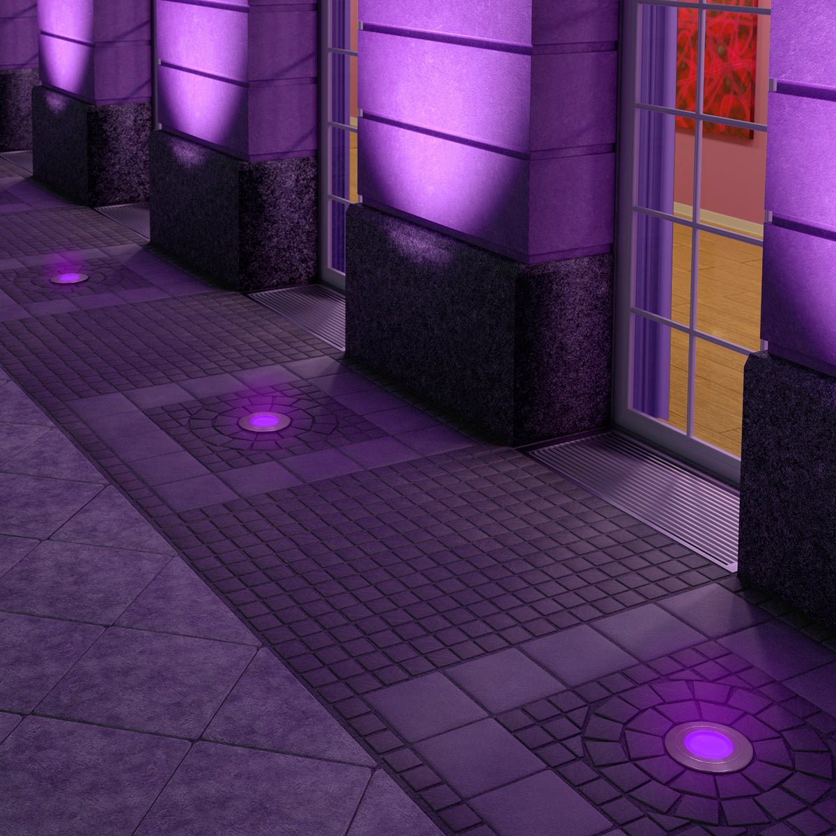 1.5W LED Ground Light Brushed Chrome IP67 Purple GL17P - Energy Light Bulbs - Free delivery on all orders