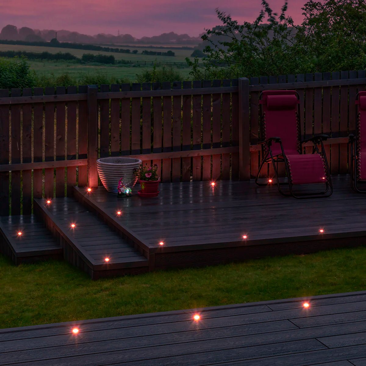 1.5W LED Ground Light Brushed Chrome IP67 Red GL14R - Energy Light Bulbs - Free delivery on all orders