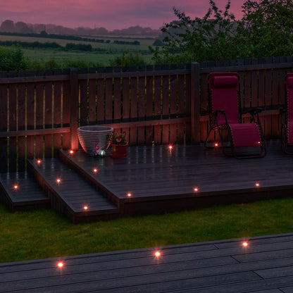 1.5W LED Ground Light Brushed Chrome IP67 Red GL14R - Energy Light Bulbs - Free delivery on all orders