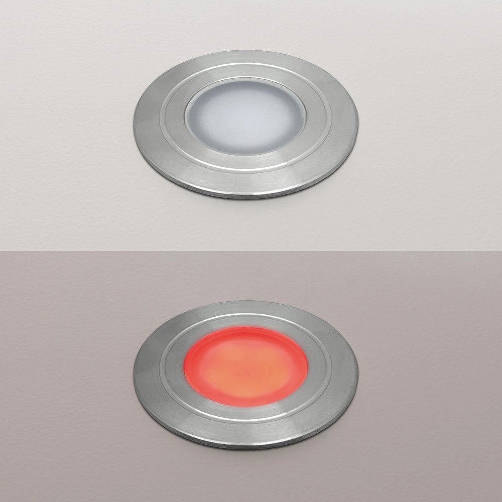 1.5W LED Ground Light Brushed Chrome IP67 Red GL14R - Energy Light Bulbs - Free delivery on all orders